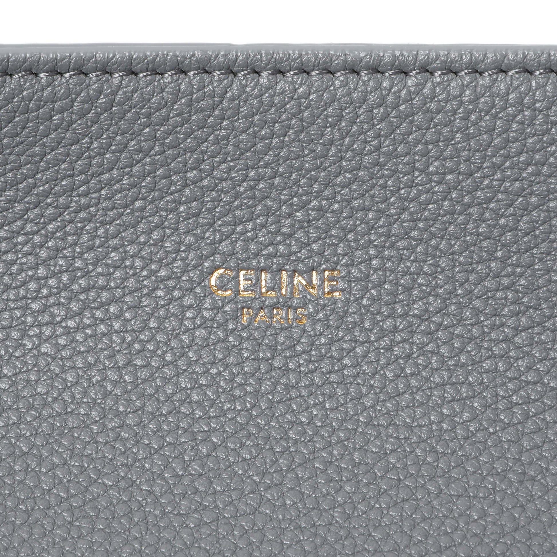 Exclusive Celine Grey Soft Grained Calfskin Medium Belt Cabas Phantom — Detail View