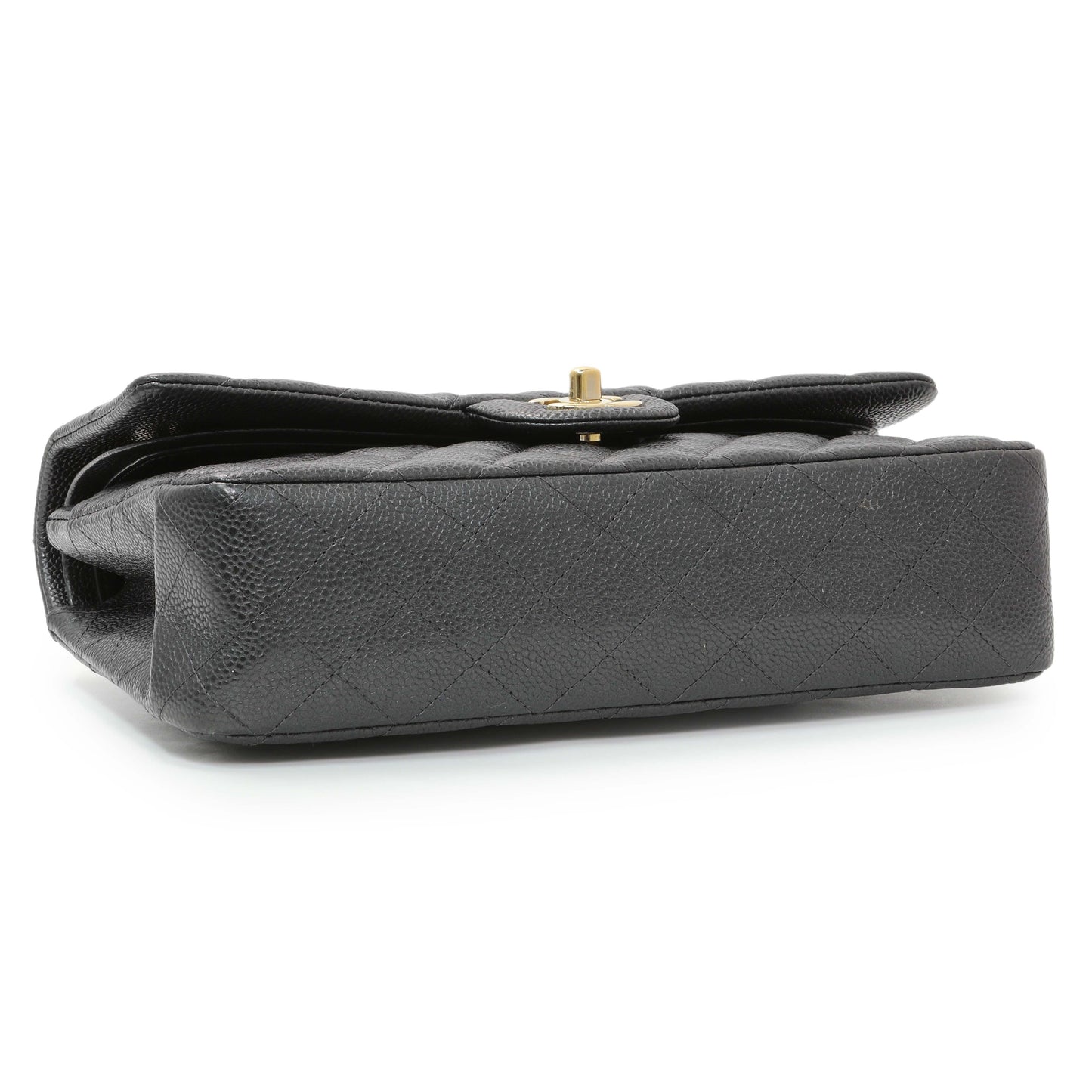 Exclusive Chanel Dark Grey Caviar Medium Classic Double Flap — Back View