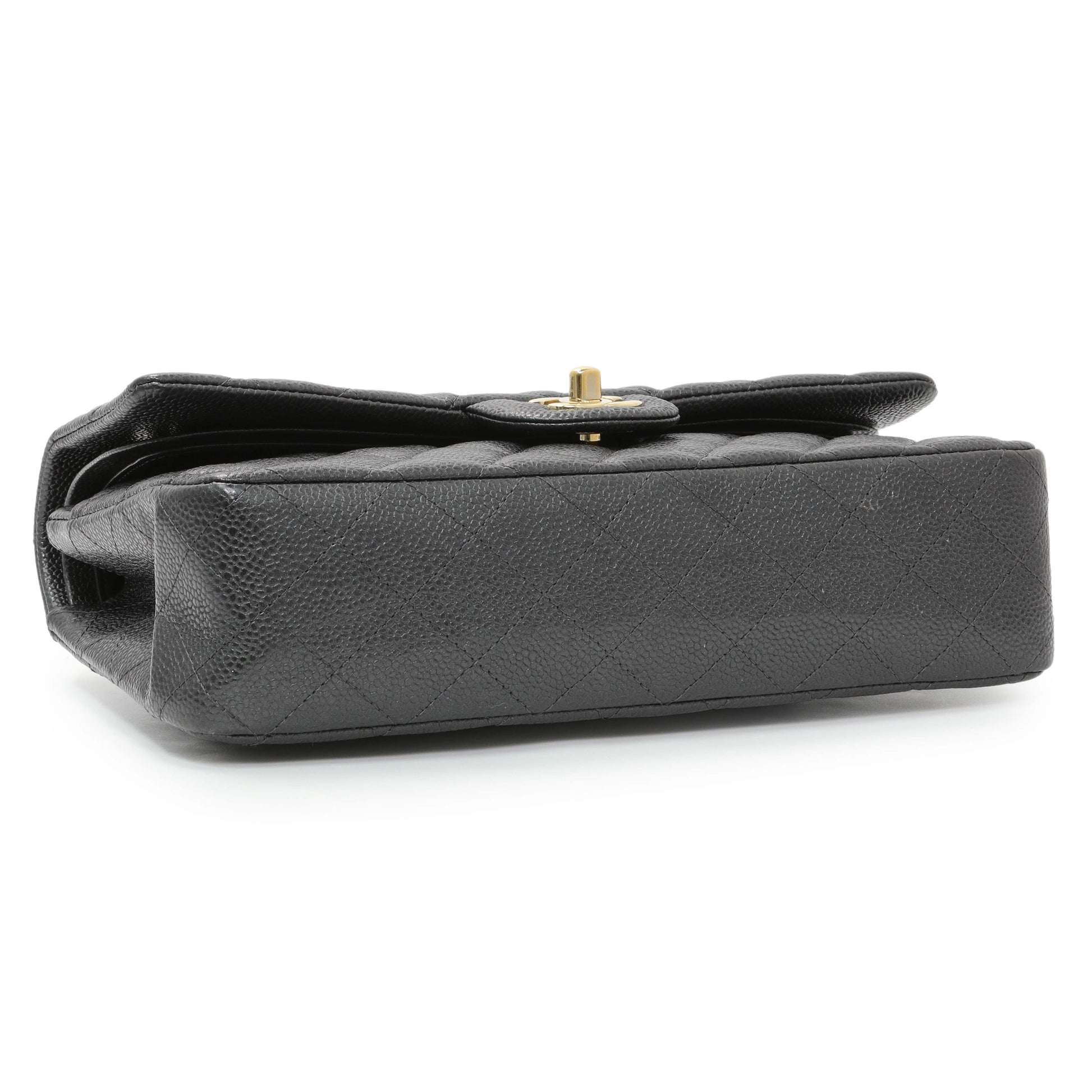Exclusive Chanel Dark Grey Caviar Medium Classic Double Flap — Back View