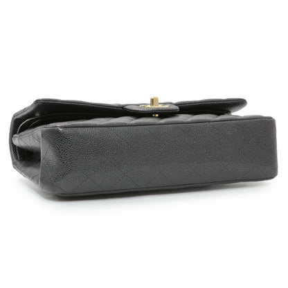 Exclusive Chanel Dark Grey Caviar Medium Classic Double Flap — Back View
