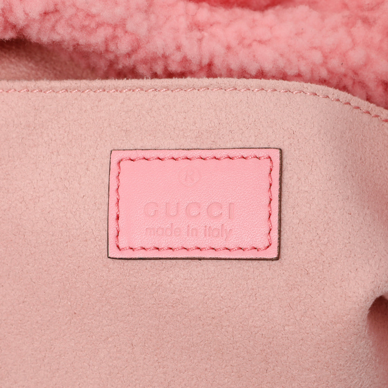 Exclusive Gucci Lotus Pink Shearling Small Jackie 1961 Shoulder Bag — Detail View