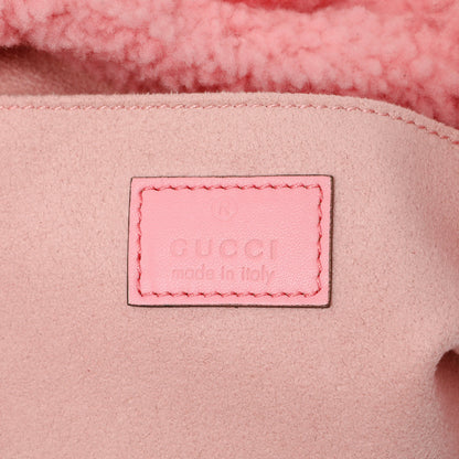 Exclusive Gucci Lotus Pink Shearling Small Jackie 1961 Shoulder Bag — Detail View