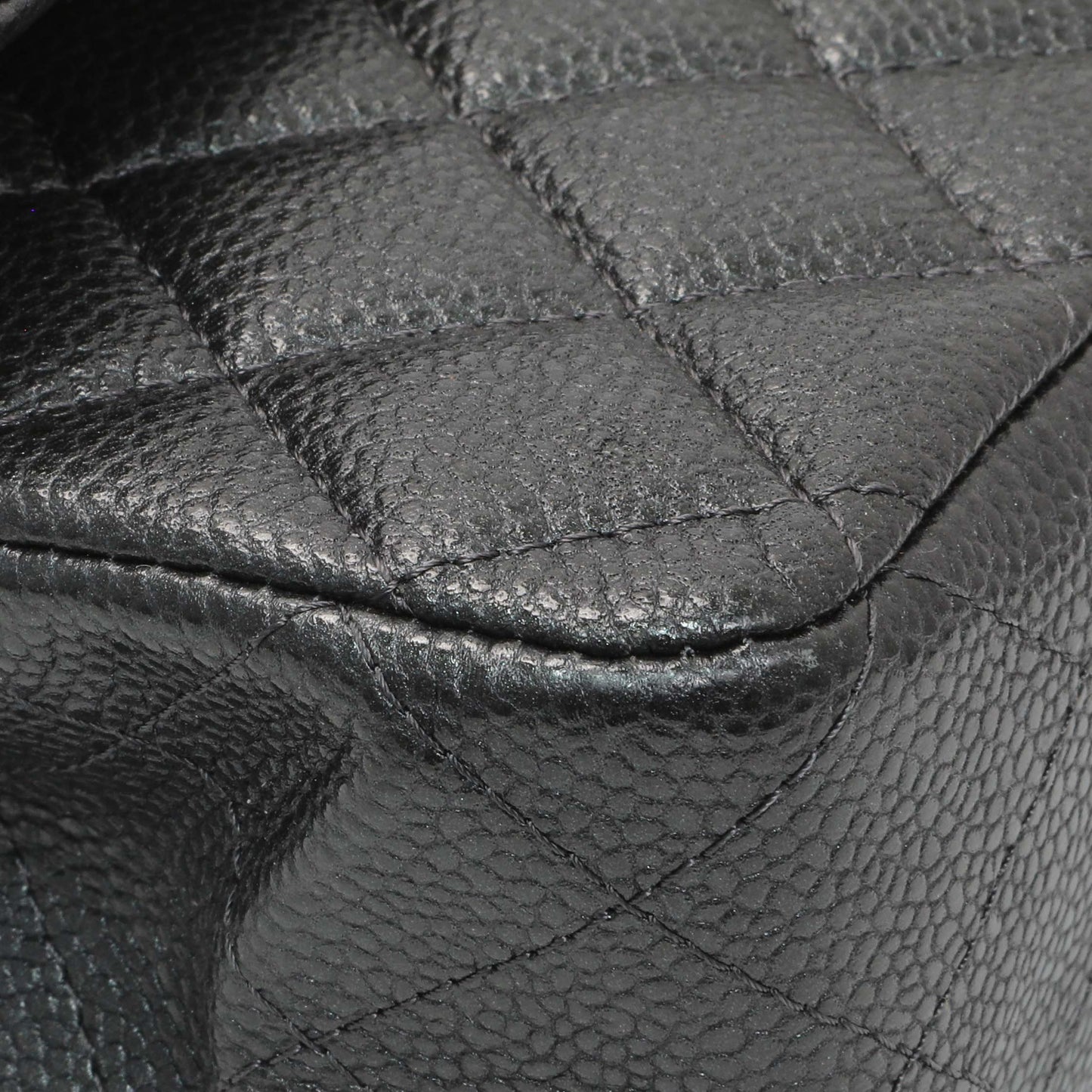 Exclusive Chanel Dark Grey Caviar Medium Classic Double Flap — Top View