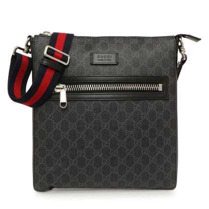 Exclusive Gucci GG Supreme Monogram Web Flat Messenger Bag — Front View