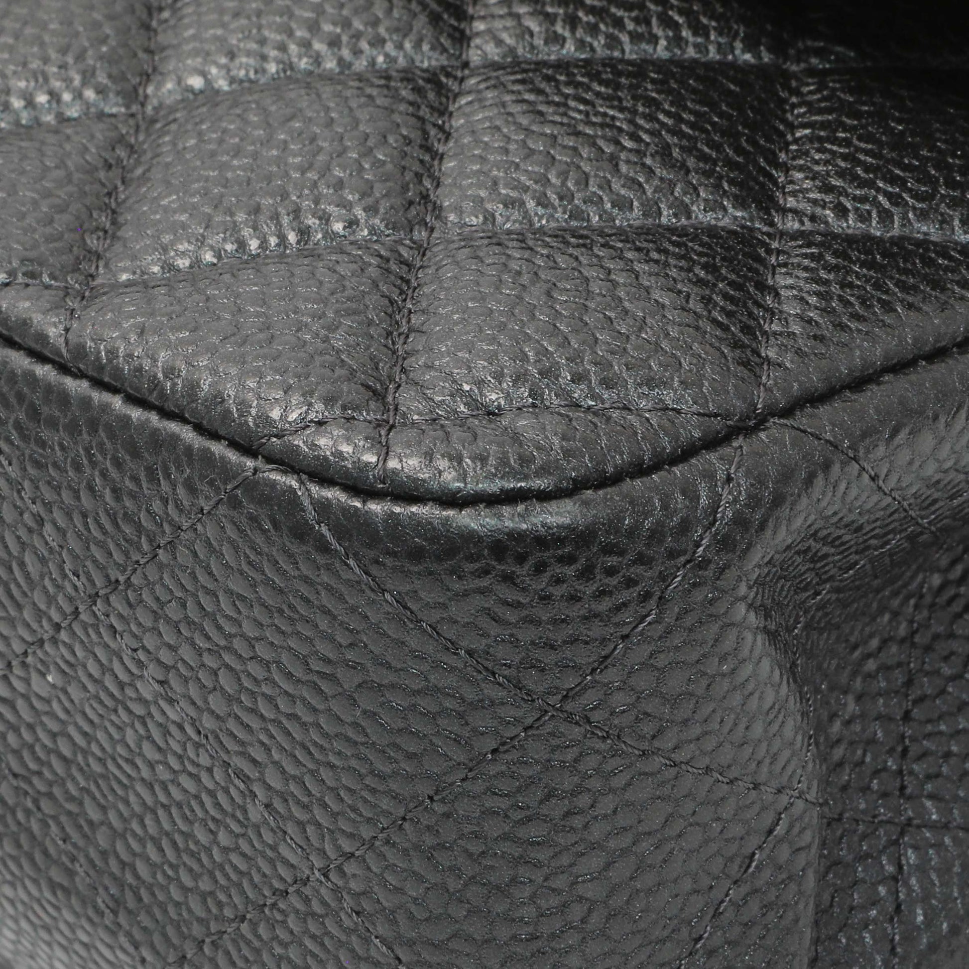 Exclusive Chanel Dark Grey Caviar Medium Classic Double Flap — Detail View