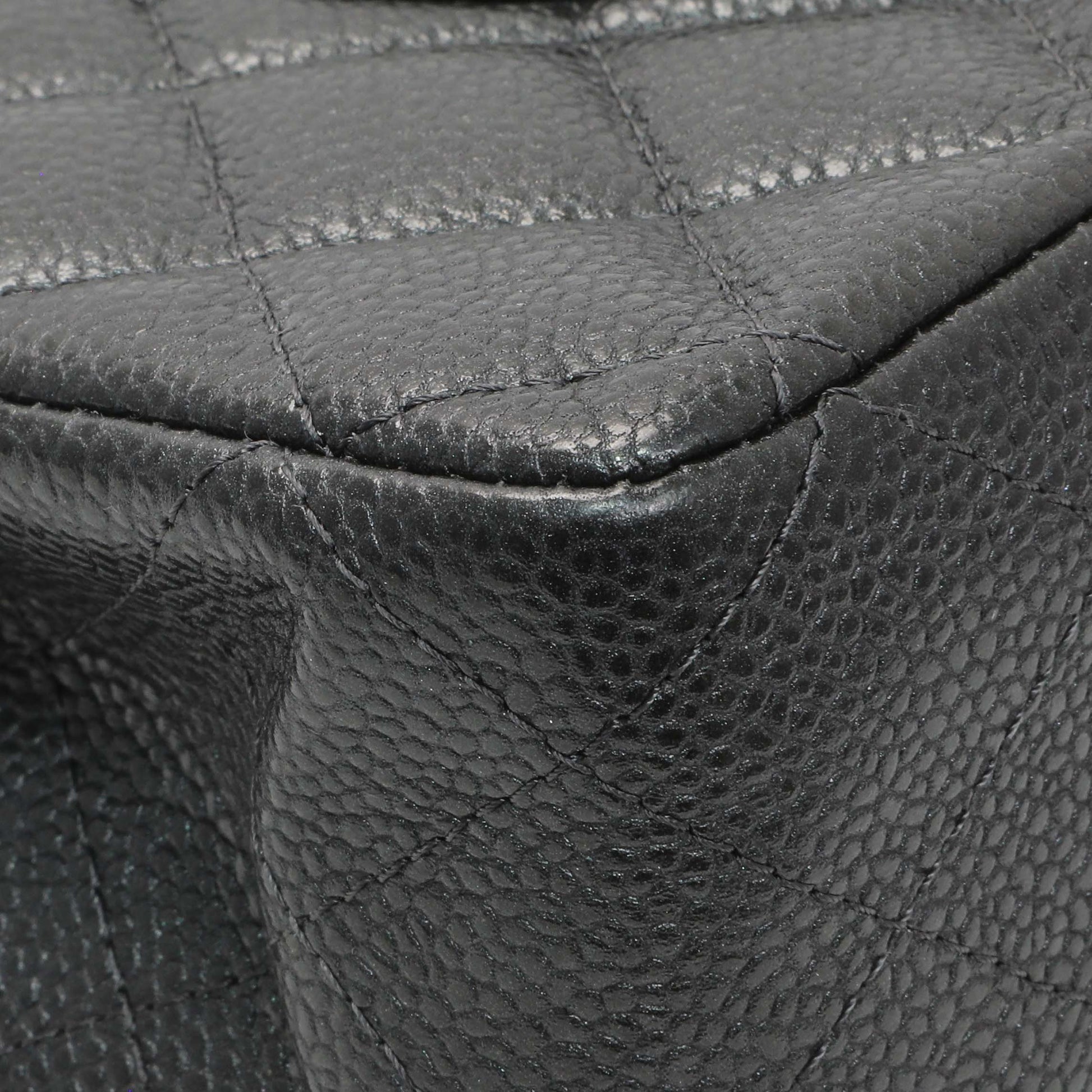 Exclusive Chanel Dark Grey Caviar Medium Classic Double Flap — Lifestyle View