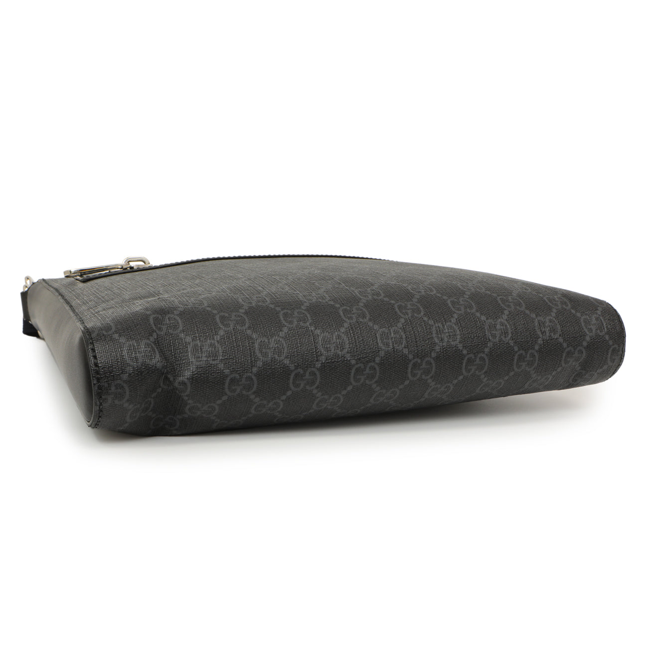 Exclusive Gucci GG Supreme Monogram Web Flat Messenger Bag — Back View