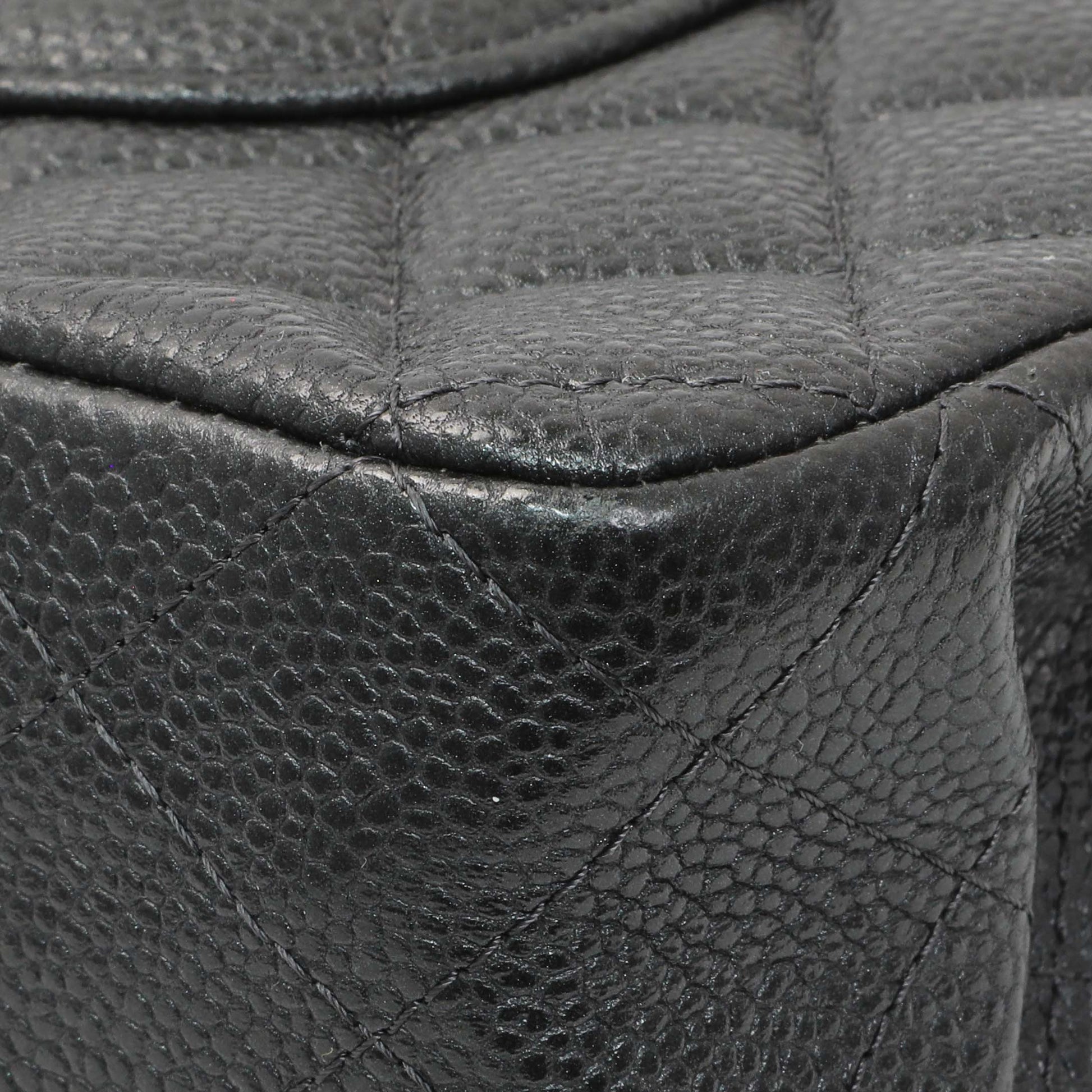 Exclusive Chanel Dark Grey Caviar Medium Classic Double Flap — Alternate View 7