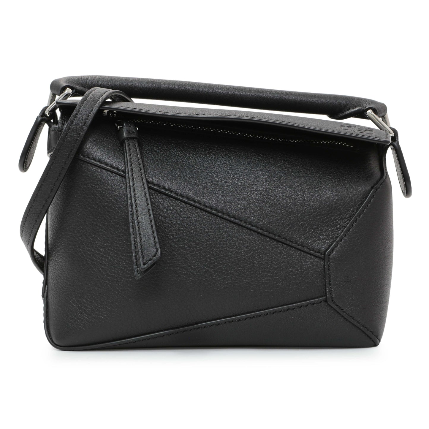 Exclusive Loewe Black Calfskin Mini Puzzle Bag — Front View