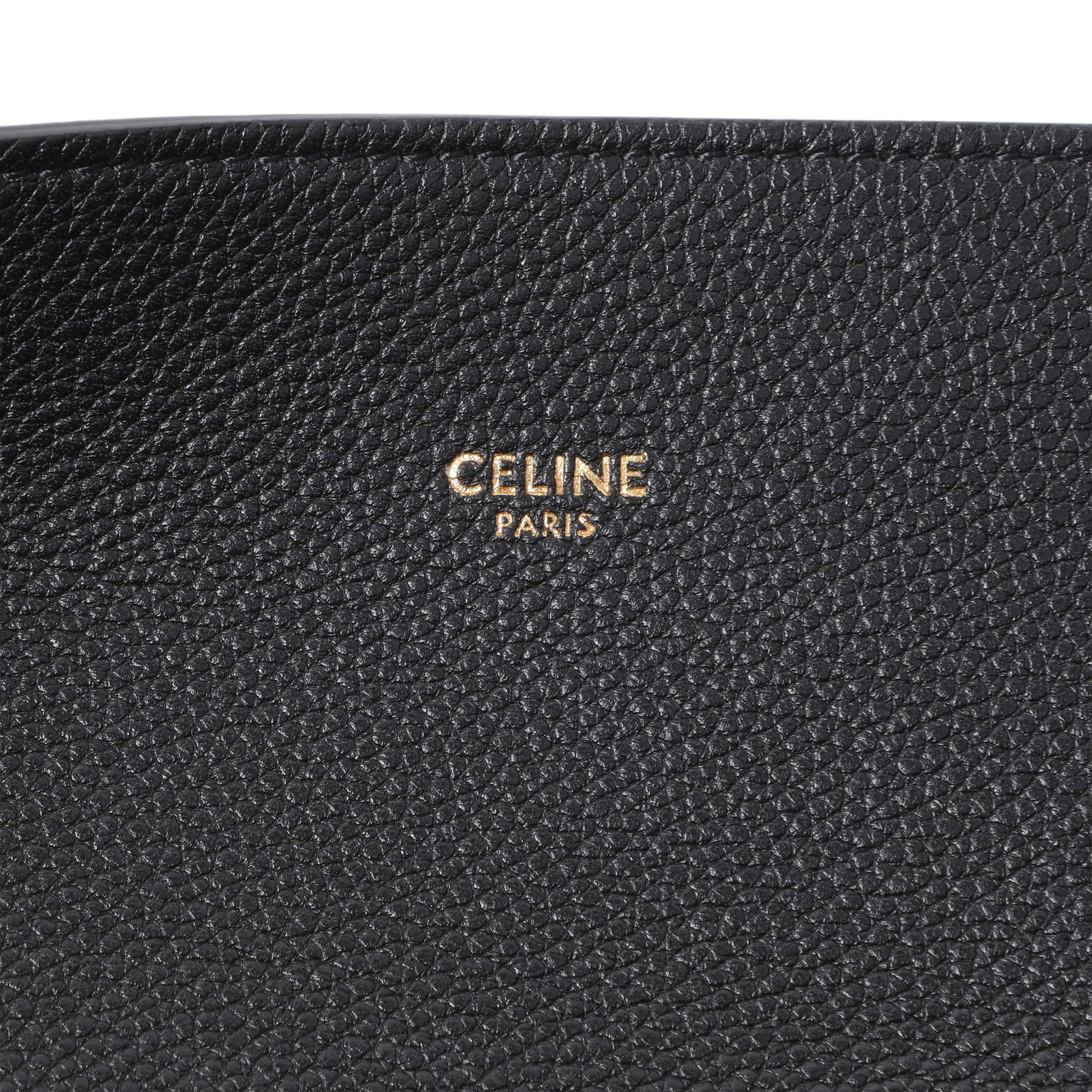 Exclusive Celine Black Soft Grained Calfskin Medium Belt Cabas Phantom — Detail View