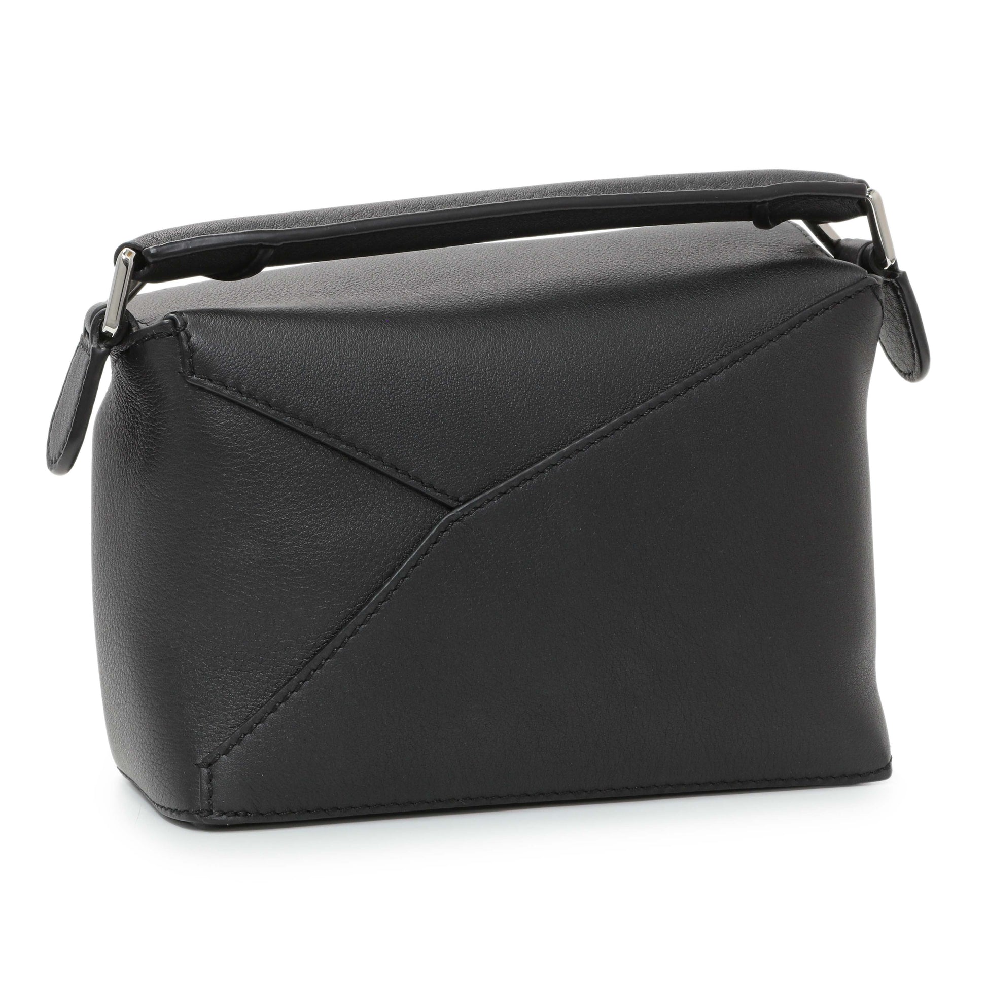 Exclusive Loewe Black Calfskin Mini Puzzle Bag — Side View
