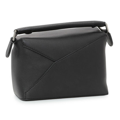 Exclusive Loewe Black Calfskin Mini Puzzle Bag — Side View