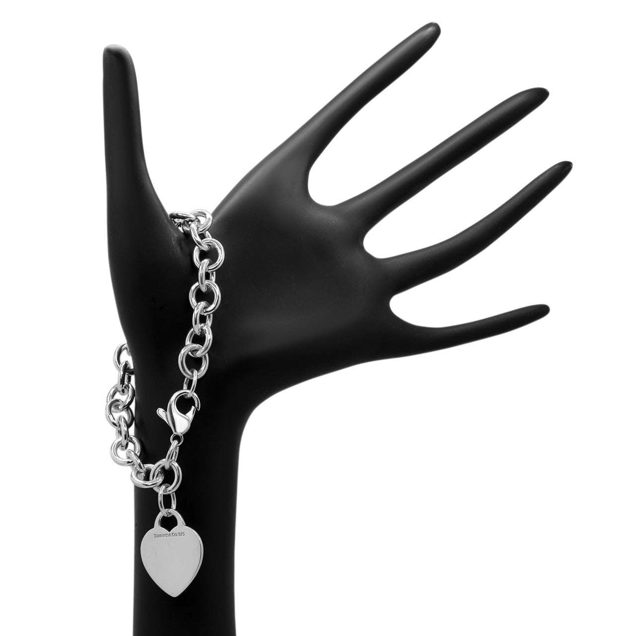 Exclusive Tiffany & Co. Sterling Silver Heart Tag Charm   Bracelet — Back View