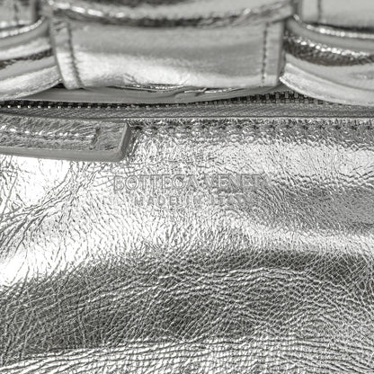 Exclusive Bottega Veneta Metallic Silver Calfskin Intreccio Plisse Small Cassette Crossbody Bag — Alternate View 8