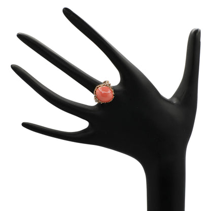 Exclusive 14K Yellow Gold Pink Coral Ring — 4 — Top View