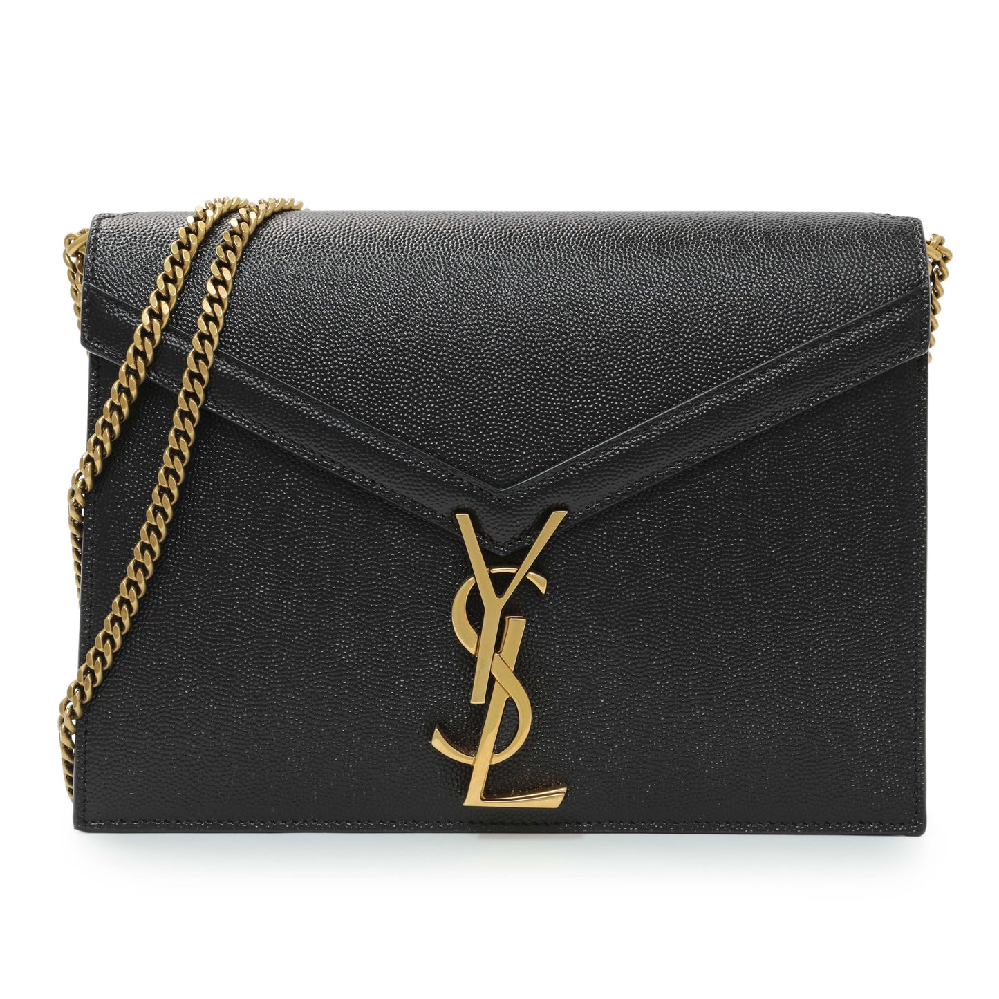 Exclusive Saint Laurent Black Grain De Poudre Monogram Cassandra Clasp Bag — Front View
