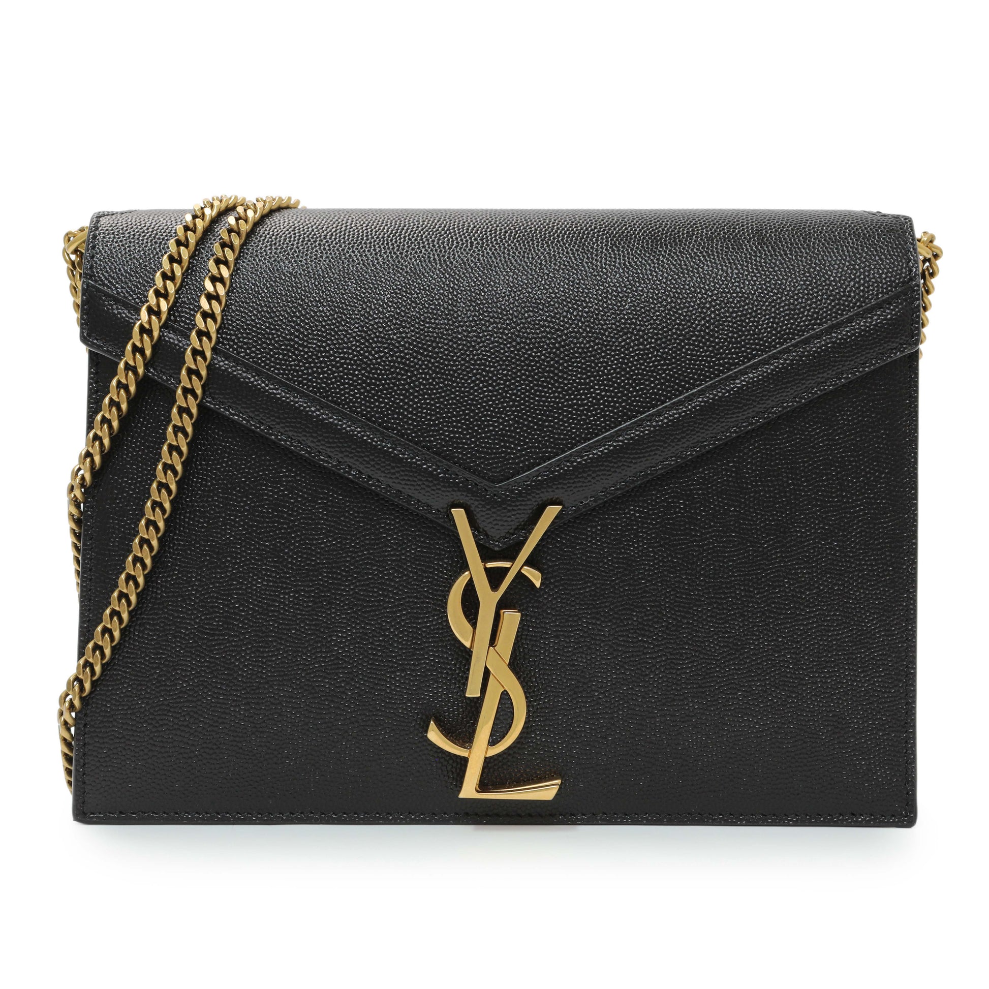 Exclusive Saint Laurent Black Grain De Poudre Monogram Cassandra Clasp Bag — Front View