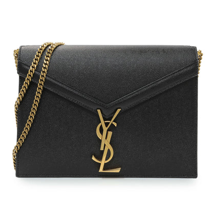 Exclusive Saint Laurent Black Grain De Poudre Monogram Cassandra Clasp Bag — Front View