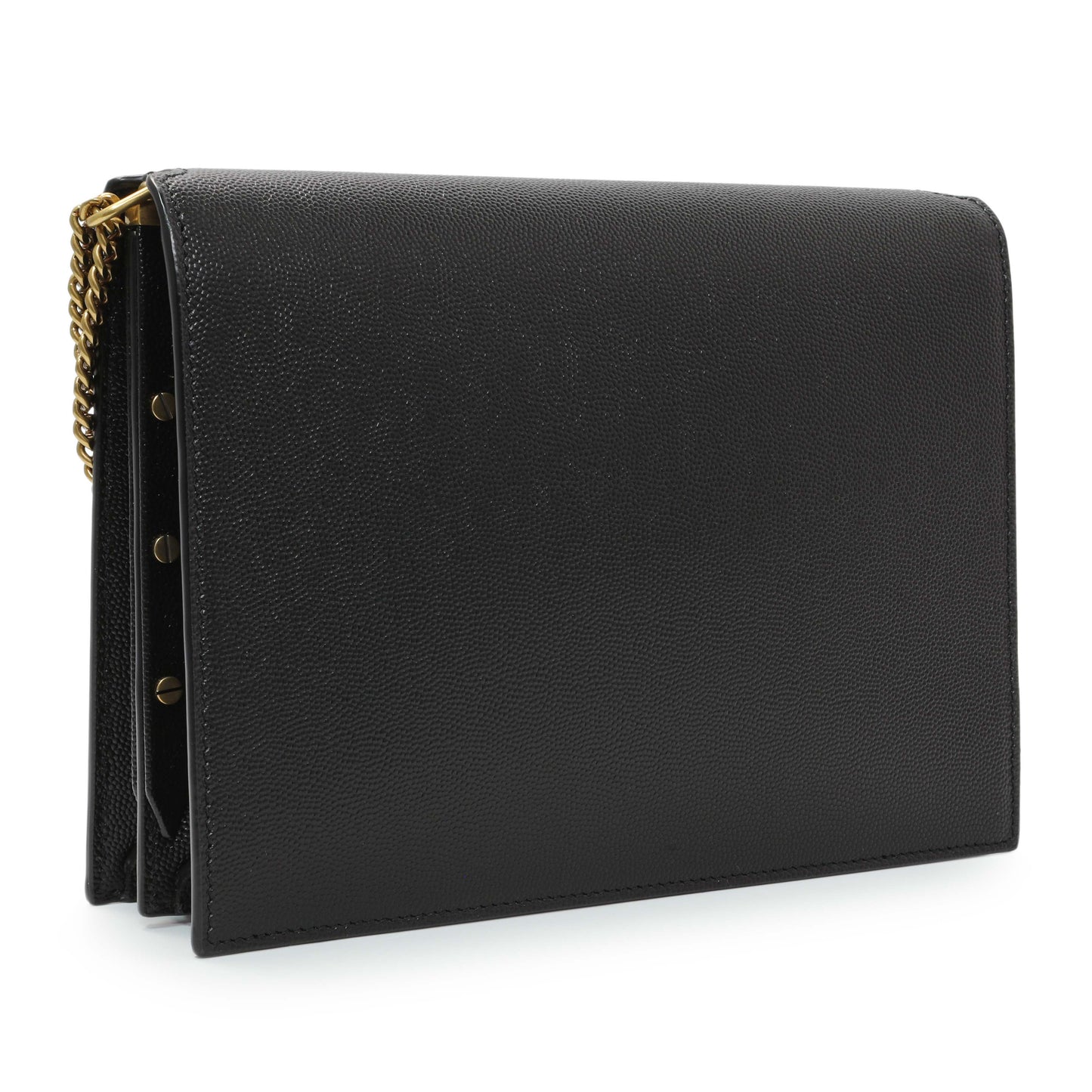 Exclusive Saint Laurent Black Grain De Poudre Monogram Cassandra Clasp Bag — Side View
