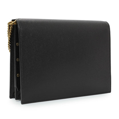 Exclusive Saint Laurent Black Grain De Poudre Monogram Cassandra Clasp Bag — Side View