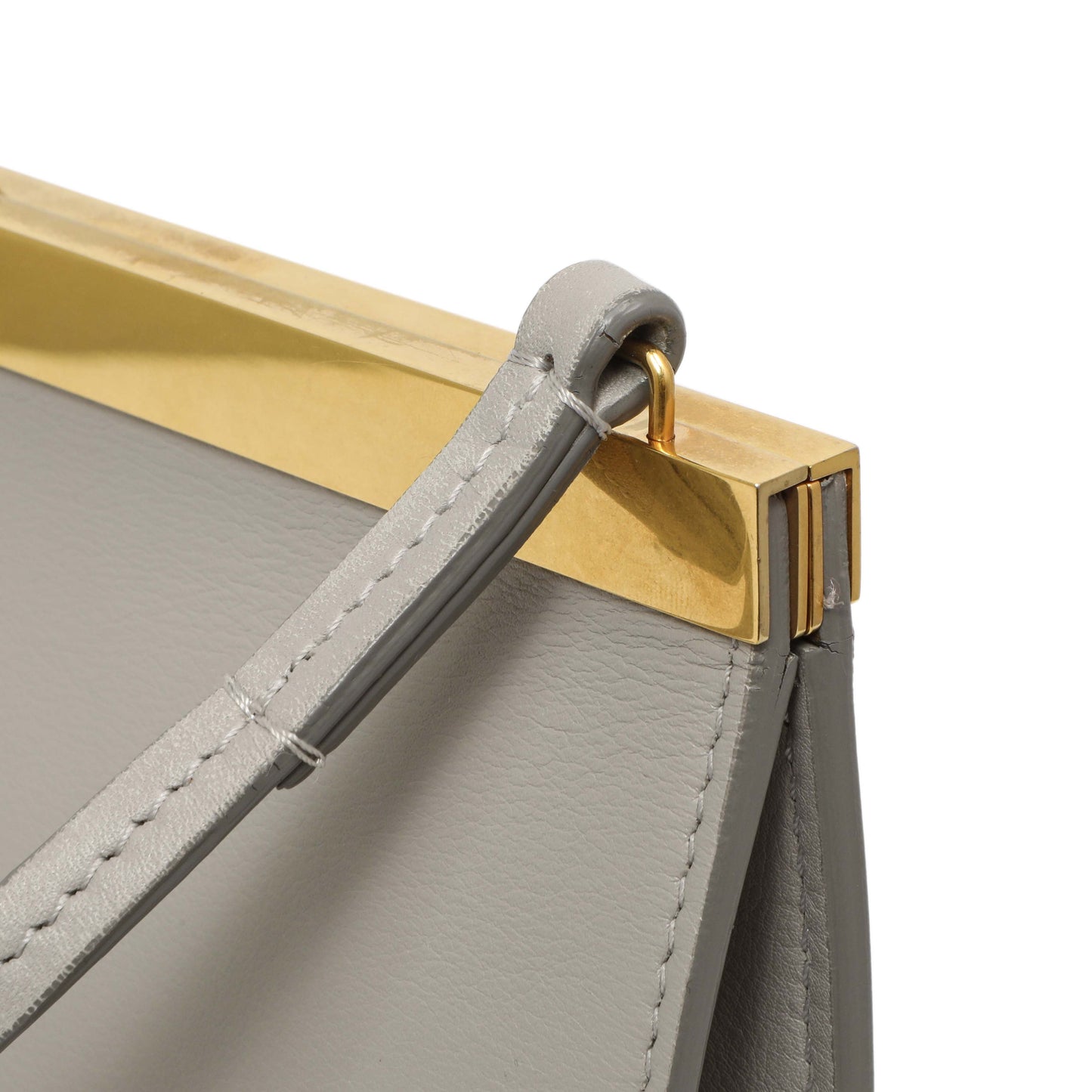 Exclusive Celine Light Grey Smooth Calfskin Mini Clasp Bag — Alternate View 9