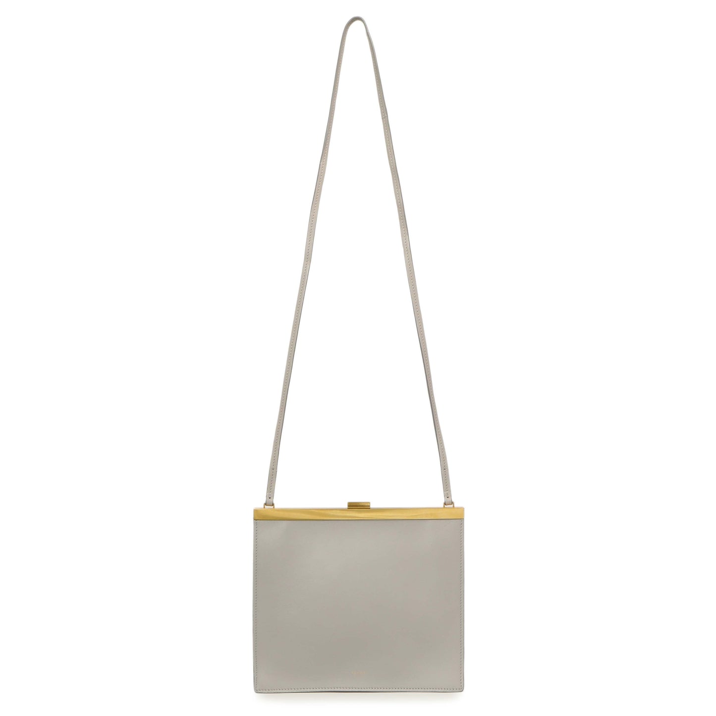 Exclusive Celine Light Grey Smooth Calfskin Mini Clasp Bag — Front View