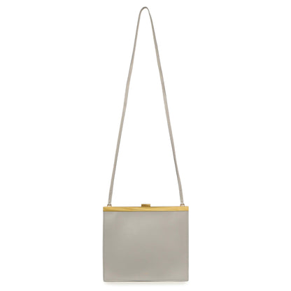 Exclusive Celine Light Grey Smooth Calfskin Mini Clasp Bag — Front View