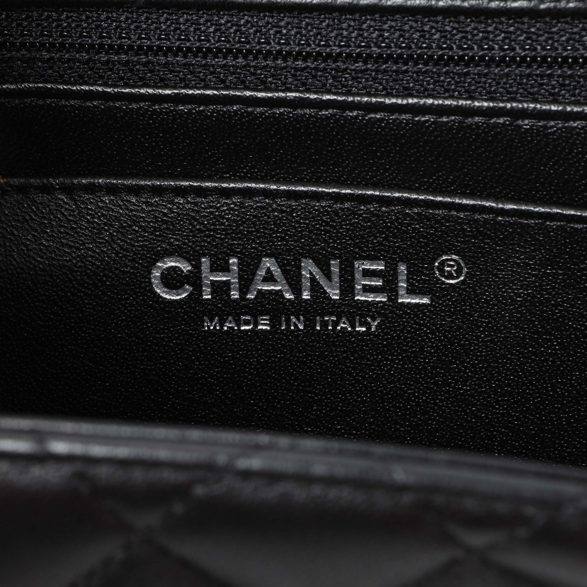 Exclusive Chanel Black Quilted Lambskin Mini Square Flap — Detail View
