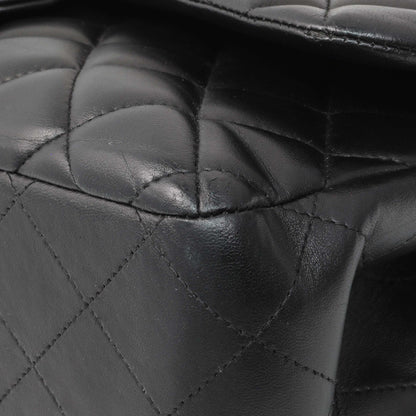 Exclusive Chanel Black Lambskin Quilted Jumbo Double Flap — Detail View