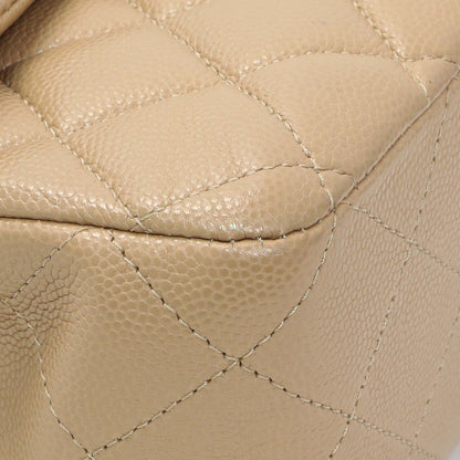 Exclusive Chanel Beige Quilted Caviar Medium Double Flap — Top View