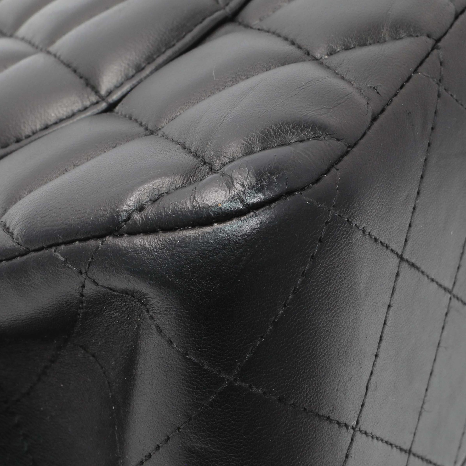 Exclusive Chanel Black Lambskin Quilted Jumbo Double Flap — Lifestyle View
