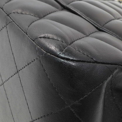Exclusive Chanel Black Lambskin Quilted Jumbo Double Flap — Alternate View 7