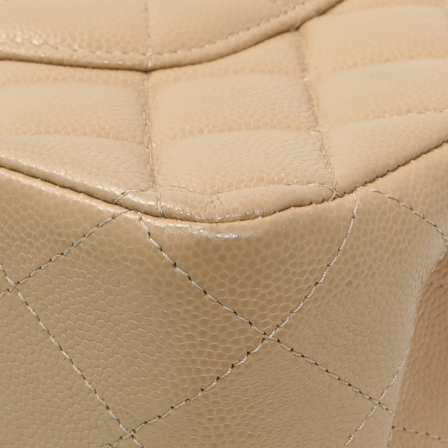 Exclusive Chanel Beige Quilted Caviar Medium Double Flap — Alternate View 7