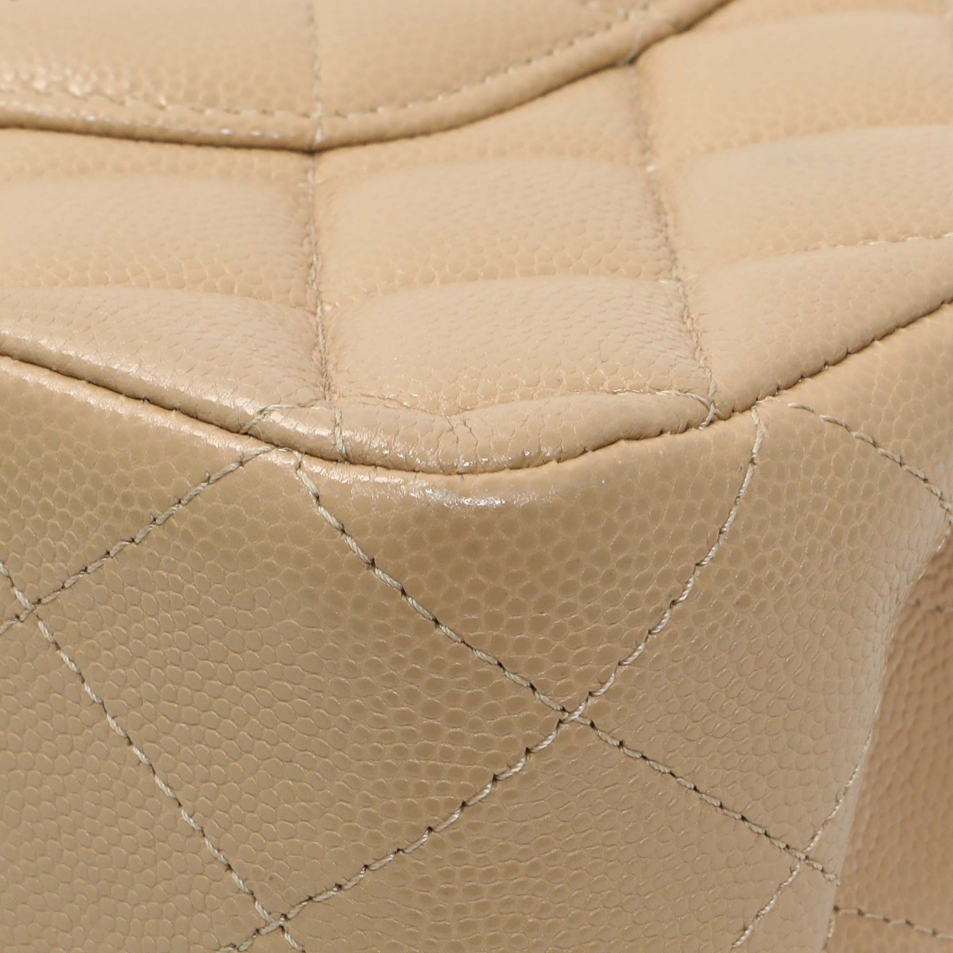 Exclusive Chanel Beige Quilted Caviar Medium Double Flap — Alternate View 7