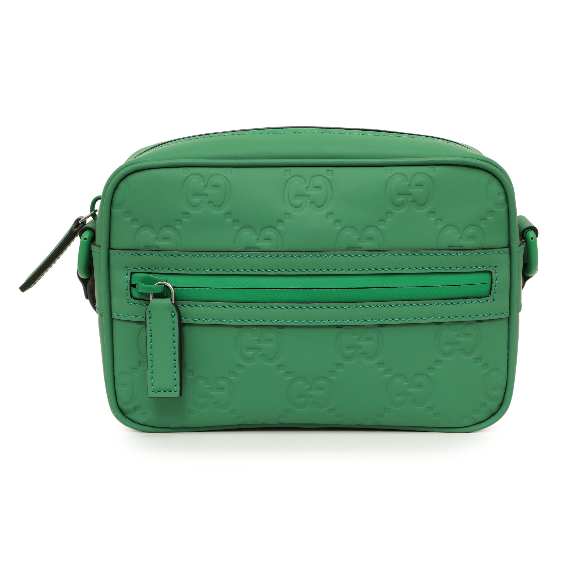Exclusive Gucci Green Rubber Effect Monogram GG Crossbody Bag — Side View