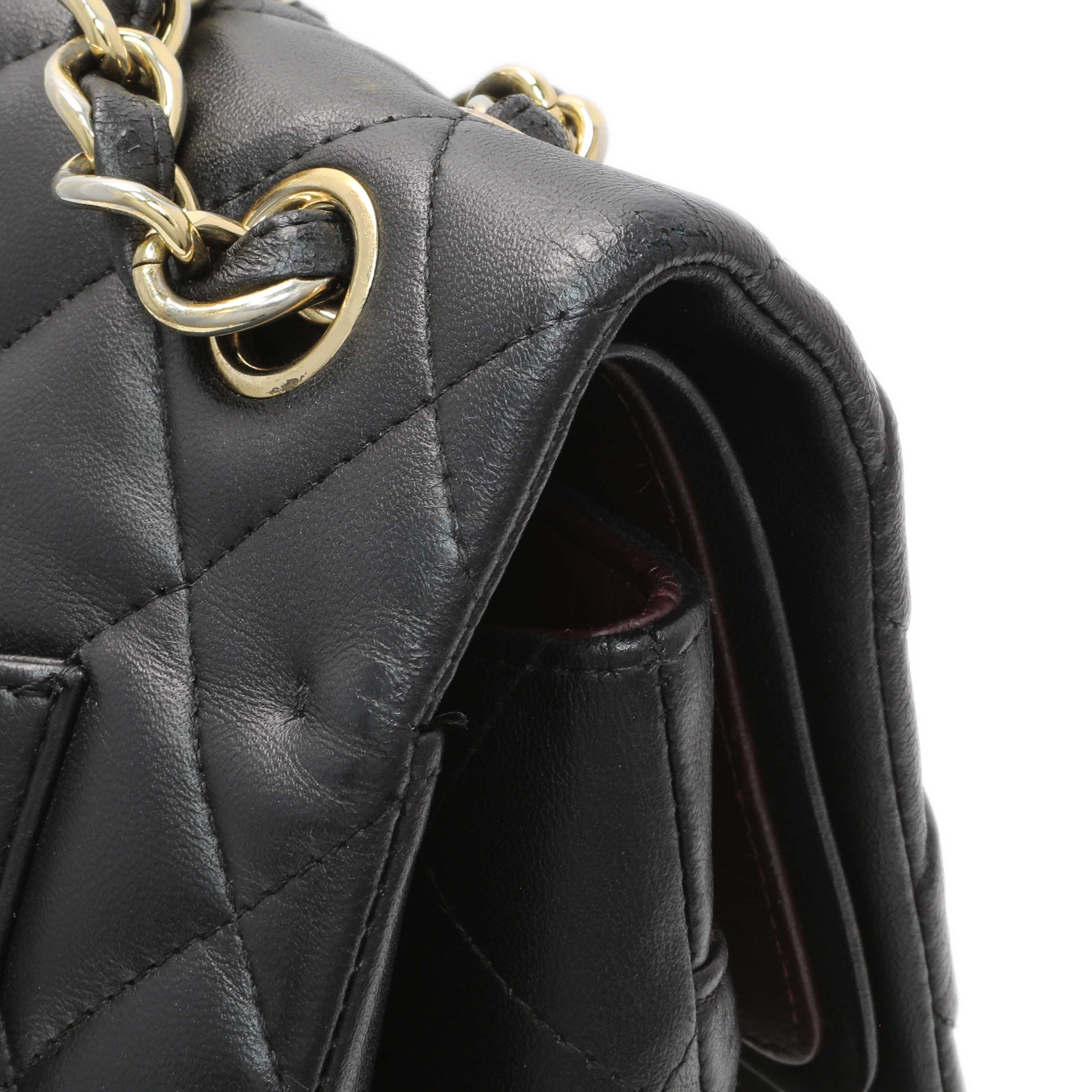 Exclusive Chanel Black Lambskin Quilted Jumbo Double Flap — Alternate View 12