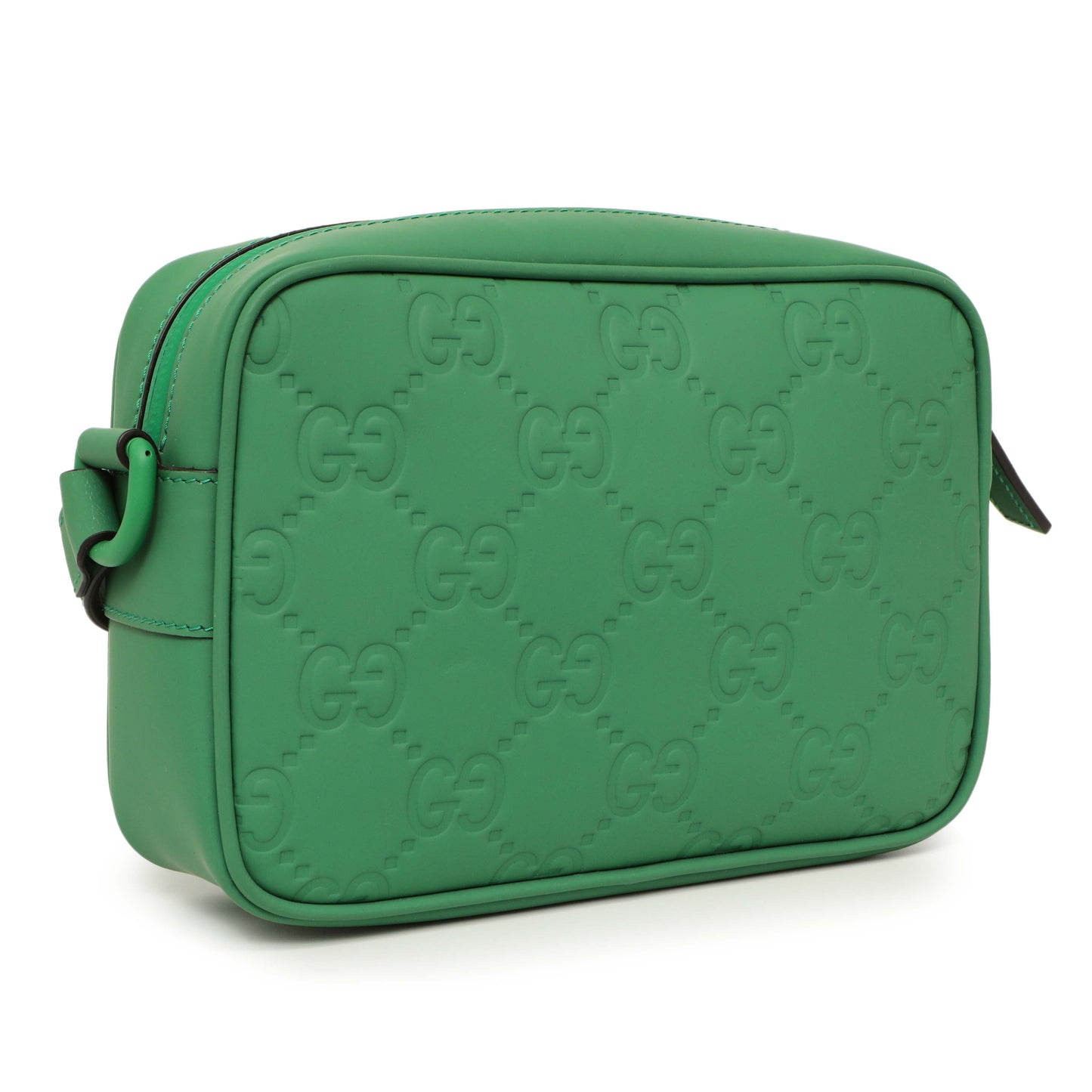 Exclusive Gucci Green Rubber Effect Monogram GG Crossbody Bag — Back View