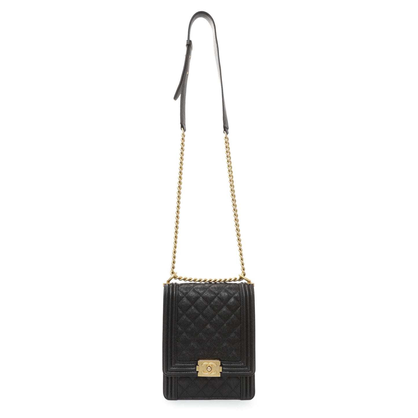 Exclusive Chanel Black North South Boy Flap — Front View