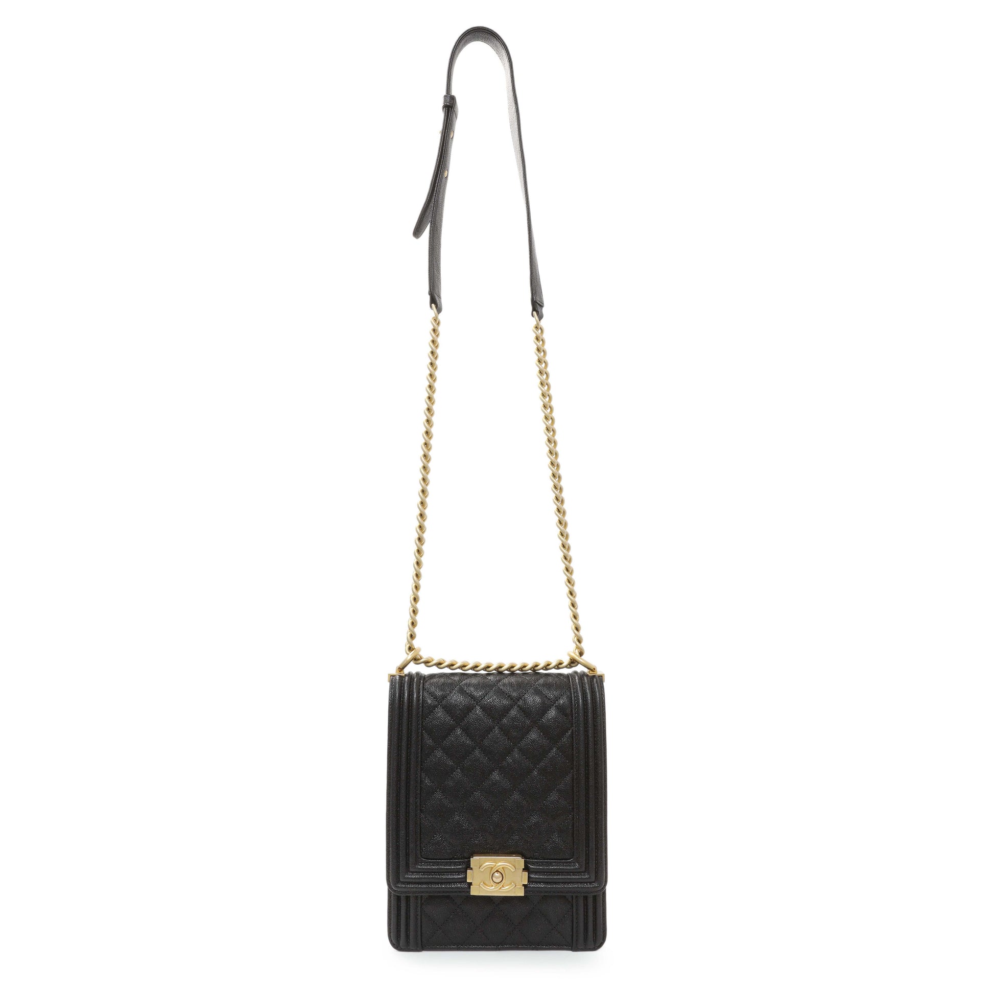 Exclusive Chanel Black North South Boy Flap — Front View