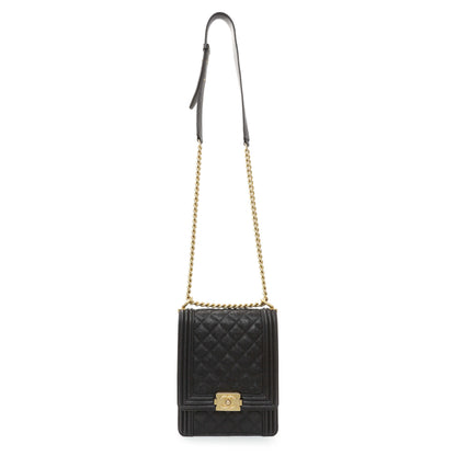 Exclusive Chanel Black North South Boy Flap — Front View