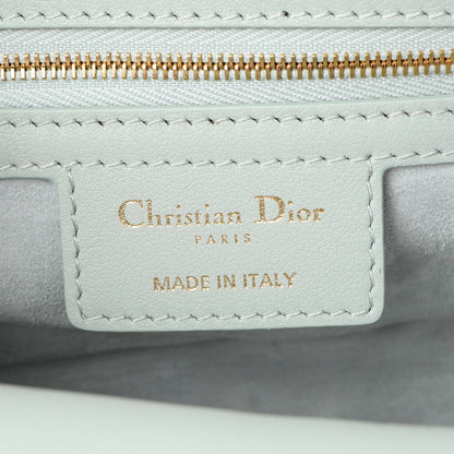 Exclusive Christian Dior Light Blue Lambskin Cannage Small Jolie Top Handle Bag — Detail View