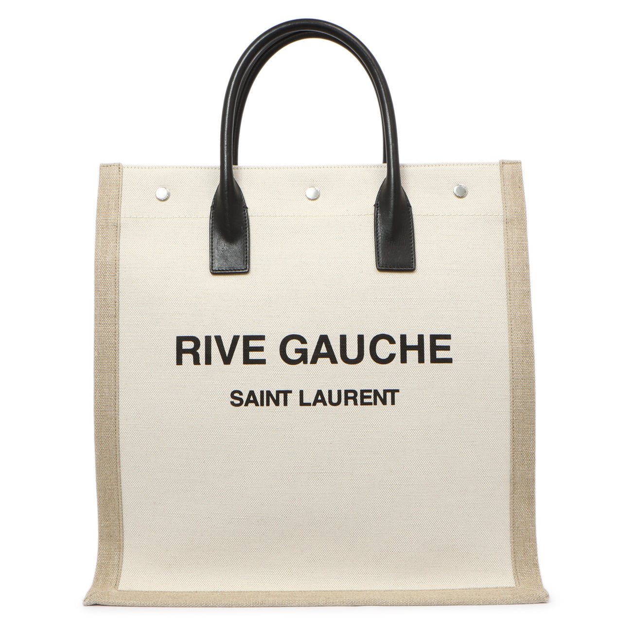Exclusive Saint Laurent Linen Rive Gauche North South Tote — Front View