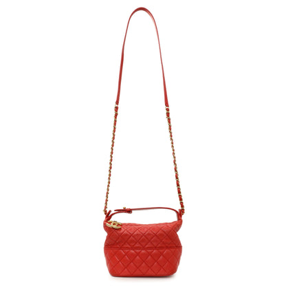 Exclusive Chanel Red Quilted Lambskin Small Hobo — Front View