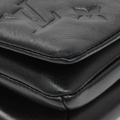 Exclusive Louis Vuitton Black Lambskin Embossed Monogram Pochette Coussin Crossbody — Top View