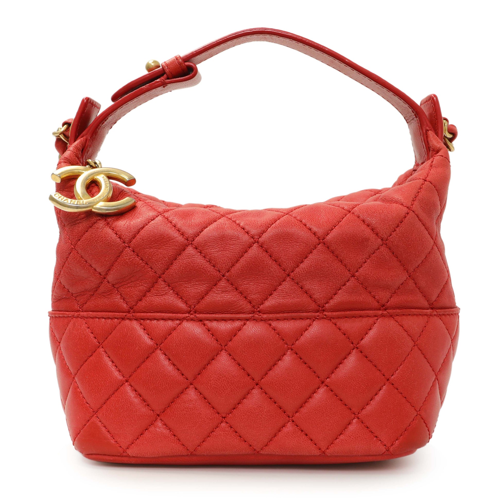 Exclusive Chanel Red Quilted Lambskin Small Hobo — Side View
