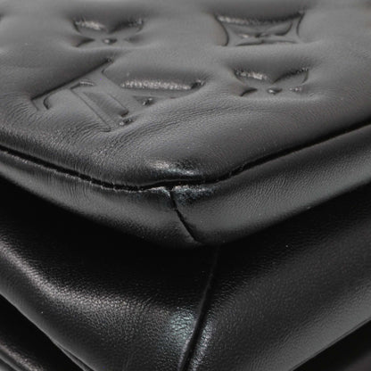 Exclusive Louis Vuitton Black Lambskin Embossed Monogram Pochette Coussin Crossbody — Lifestyle View