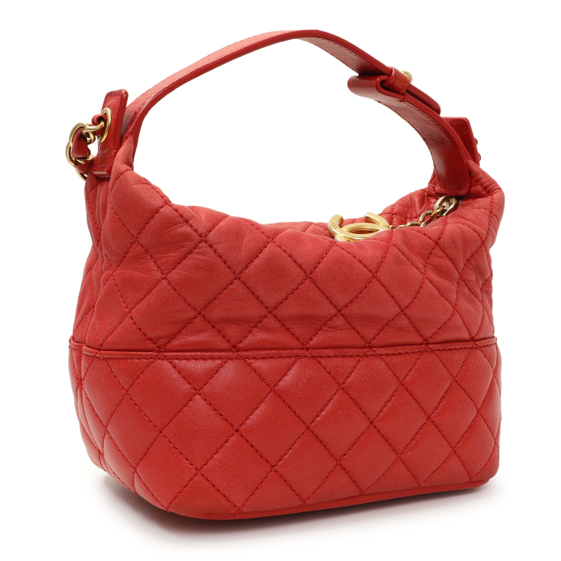 Exclusive Chanel Red Quilted Lambskin Small Hobo — Back View