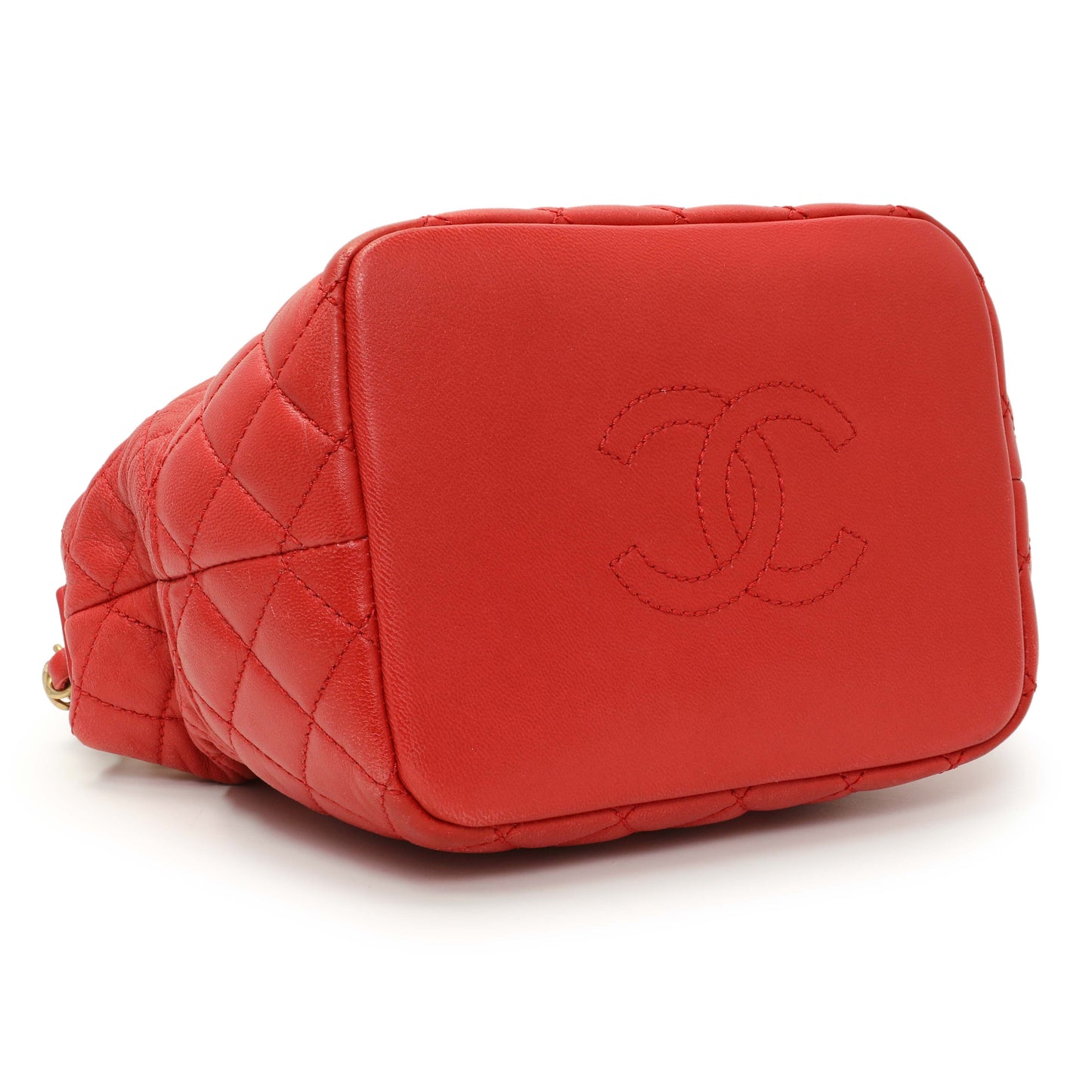 Exclusive Chanel Red Quilted Lambskin Small Hobo — Top View