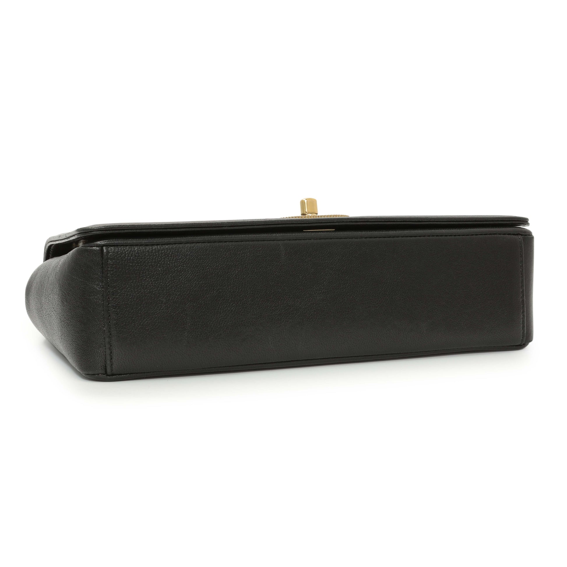 Exclusive Chanel Black Sheepskin Medium Vintage Mademoiselle Flap — Back View