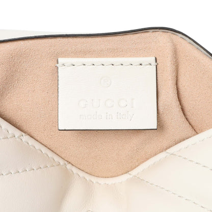 Exclusive Gucci White Calfskin Matelasse Super Mini GG Marmont Shoulder Bag — Detail View